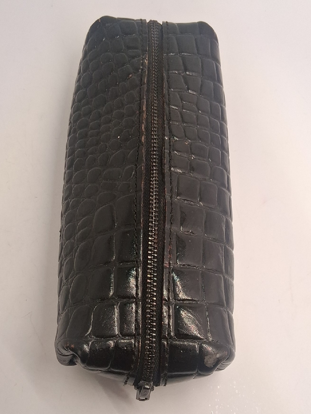 Men's Black Real Alligator-Skin Leather Toiletry Kit